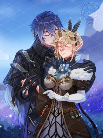 Couple Half Body (complex background)