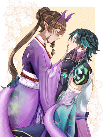 Couple Half Body (simple background)